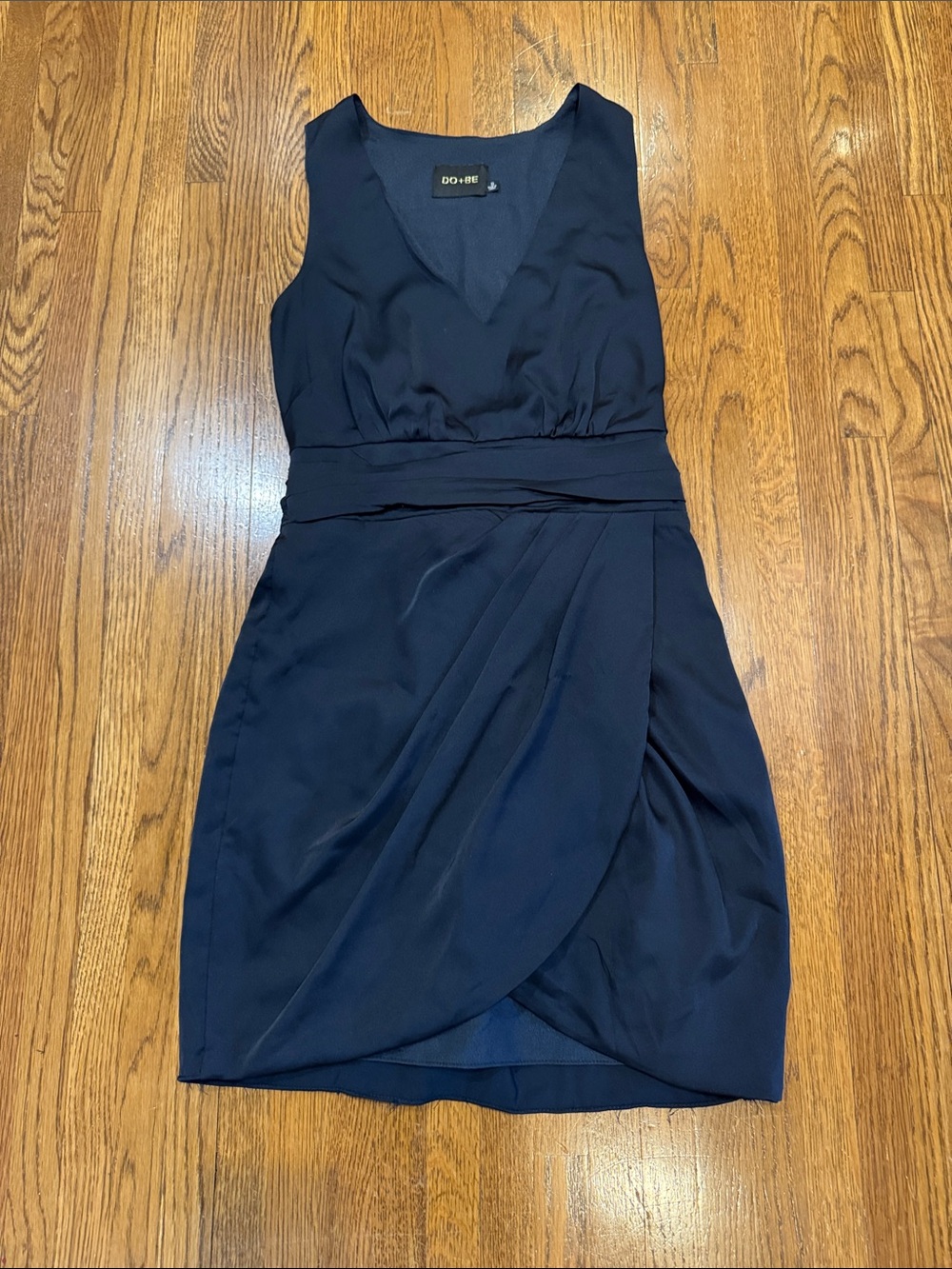 Do+Be Navy V-Neck Wrap-Style Sleeveless Mini Dress